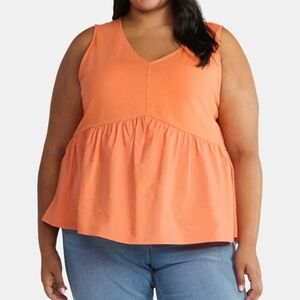 Terra & Sky. Orange Sleeveless Women's Cotton Top. Size 4X. NWT.